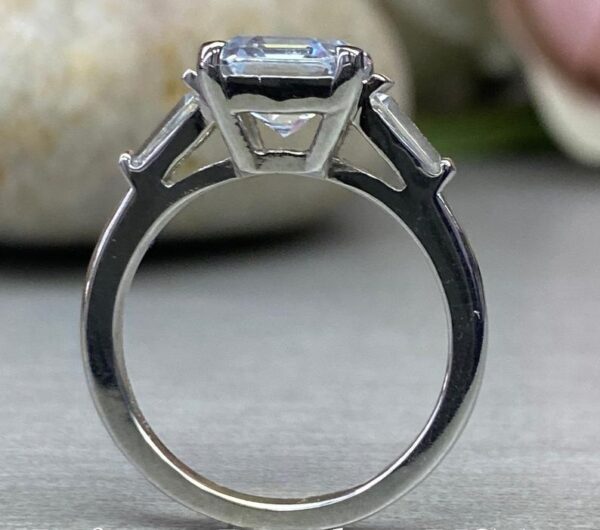 2.38 Carat Solitaire Asscher Cut Diamond With Accents Best Engagement Ring Real 925 Sterling Silver