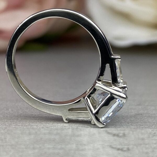 2.38 Carat Solitaire Asscher Cut Diamond With Accents Best Engagement Ring Real 925 Sterling Silver