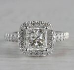 2.26 Ctw Princess Cut VVS1 Diamond Halo Classic Engagement Ring Solid 14k White Gold