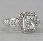 2.26 Ctw Princess Cut VVS1 Diamond Halo Classic Engagement Ring Solid 14k White Gold