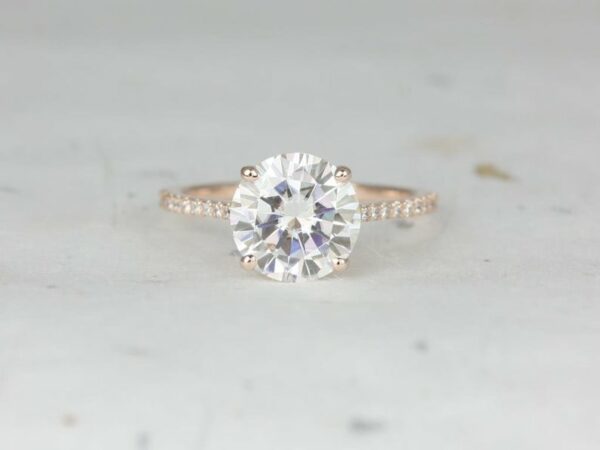Forever 3.00 Carat Brilliant Cut Diamond Solitaire With Accents Luxury Engagement Ring Solid 14k Yellow Gold