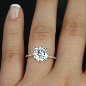 Forever 3.00 Carat Brilliant Cut Diamond Solitaire With Accents Luxury Engagement Ring Solid 14k Yellow Gold