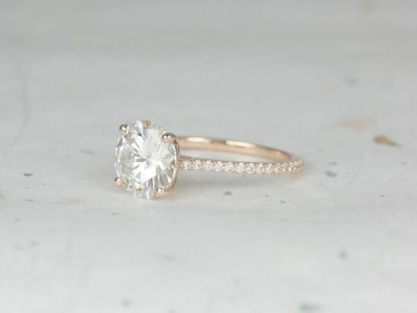 Forever 3.00 Carat Brilliant Cut Diamond Solitaire With Accents Luxury Engagement Ring Solid 14k Yellow Gold