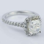 2.50 Ct Cushion White Diamond Halo Wedding Engagement Ring Solid 14k White Gold