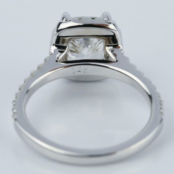 2.50 Ct Cushion White Diamond Halo Wedding Engagement Ring Solid 14k White Gold