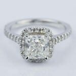 2.50 Ct Cushion White Diamond Halo Wedding Engagement Ring Solid 14k White Gold