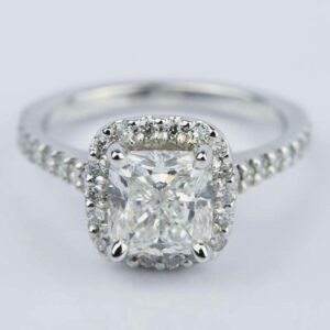 2.50 Ct Cushion White Diamond Halo Wedding Engagement Ring Solid 14k White Gold