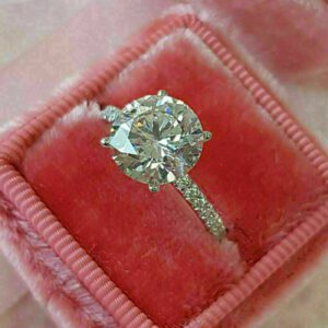2.50 Ctw Brilliant Cut Diamond Solitaire With Accents Engagement Ring Real 925 Sterling Silver