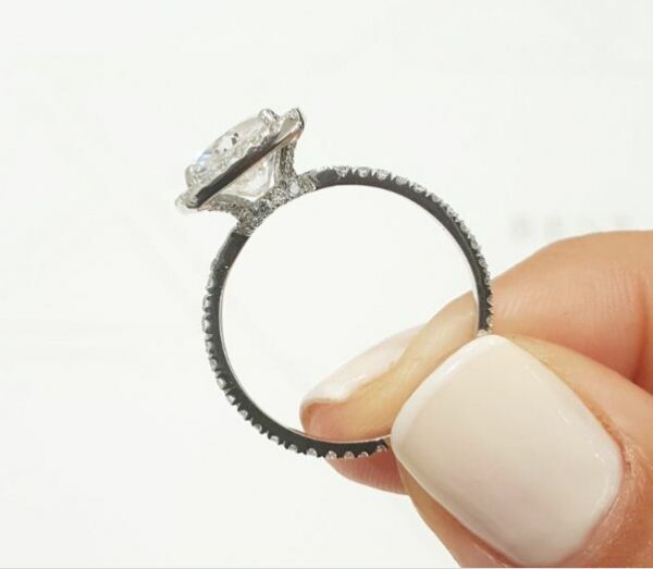 2.50 Ctw Cushion White Diamond Halo Luxurious Engagement Ring Real 14k White Gold
