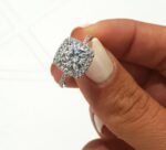 2.50 Ctw Cushion White Diamond Halo Luxurious Engagement Ring Real 14k White Gold