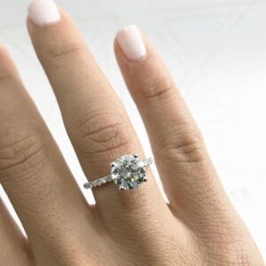 Fancy 2.45 Ctw Brilliant Cut Diamond Solitaire With "Hidden Halo" Engagement Ring Real 10K White Gold