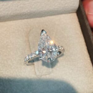 Forever 3.50 Ctw Pear White Diamond Solitaire With Accents Fancy Engagement Ring Solid 14k White Gold