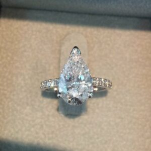 Forever 3.50 Ctw Pear White Diamond Solitaire With Accents Fancy Engagement Ring Solid 14k White Gold