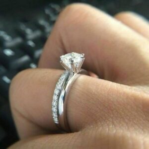 2.00Ctw Brilliant Cut Round Diamond Solitaire Engagement Ring Set 925 Sterling Silver