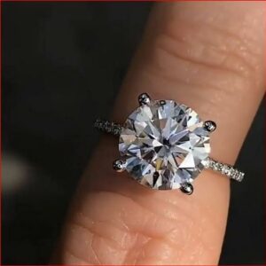 3.Carat Excellent Cut White Diamond Solitaire With Accents Engagement Ring 10k White Gold