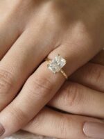 Unique 2.25 Carat Radiant Cut White Diamond "Hidden Halo"Fancy Engagement Ring Real 14k Yellow Gold