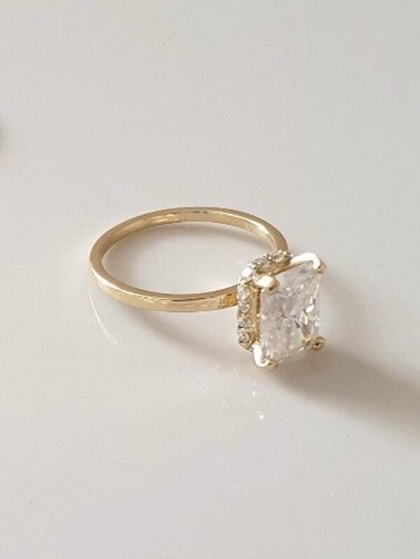 Unique 2.25 Carat Radiant Cut White Diamond "Hidden Halo"Fancy Engagement Ring Real 14k Yellow Gold