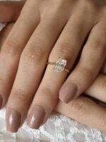 Unique 2.25 Carat Radiant Cut White Diamond "Hidden Halo"Fancy Engagement Ring Real 14k Yellow Gold