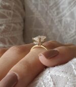 Unique 2.25 Carat Radiant Cut White Diamond "Hidden Halo"Fancy Engagement Ring Real 14k Yellow Gold