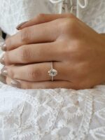 Forever 1.80 Carat Oval Cut Brilliant Diamond Solitaire With Accents Engagement Ring 14k White Gold Plated
