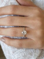 Forever 1.80 Carat Oval Cut Brilliant Diamond Solitaire With Accents Engagement Ring 14k White Gold Plated