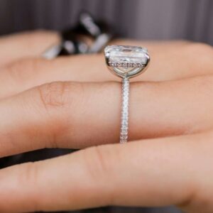 Gorgeous 3.00CT Radiant Solitaire Diamond Hidden Halo Beautiful Engagement Ring 14k White Gold