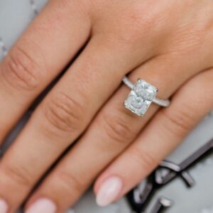 Gorgeous 3.00CT Radiant Solitaire Diamond Hidden Halo Beautiful Engagement Ring 14k White Gold