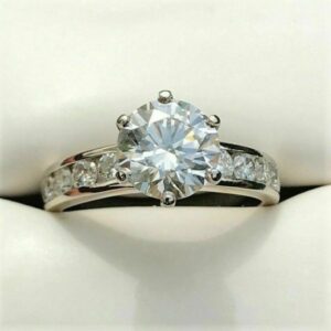 2.50 Ctw Excellent Cut Round Diamond Ring,Solitaire With Channel Set Engagement Ring 14k White Gold Over