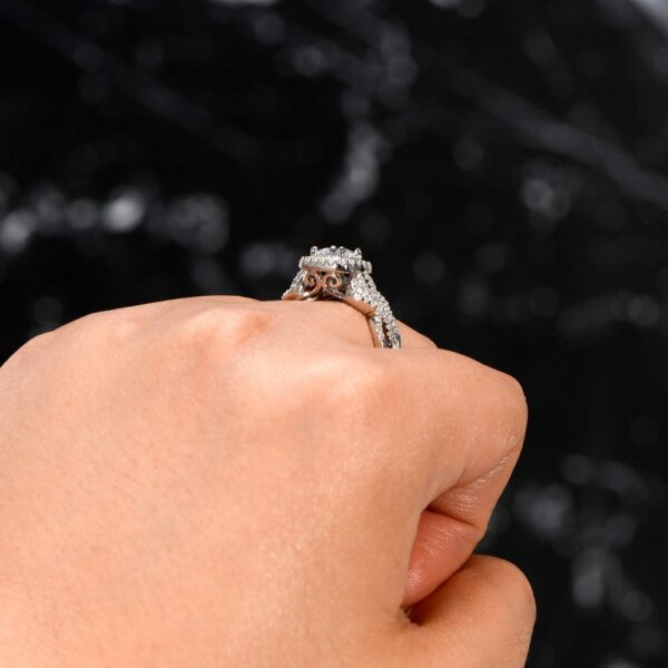 Infinity Engagement Ring Set, 2.63 Ctw Princess Cut Diamond Twist Wedding Ring Set 14k White Gold Over