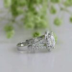 Unique 2.70 Ct Princess White Diamond Halo 2-Shank Best Engagement Ring 10k White Gold