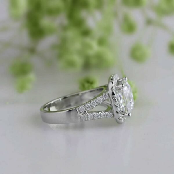 Unique 2.70 Ct Princess White Diamond Halo 2-Shank Best Engagement Ring 10k White Gold