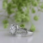 Unique 2.70 Ct Princess White Diamond Halo 2-Shank Best Engagement Ring 10k White Gold