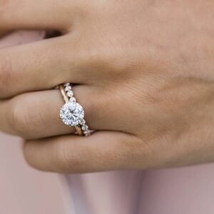 2.96 Ctw Solitaire Round VVS1 Diamond Engagement Ring,Full Eternity Wedding Band ,10k Yellow Gold