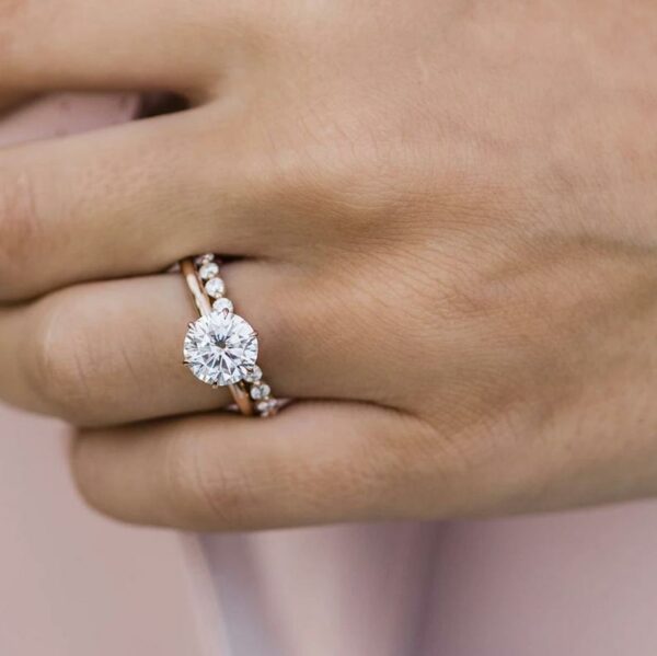2.96 Ctw Solitaire Round VVS1 Diamond Engagement Ring,Full Eternity Wedding Band ,10k Yellow Gold