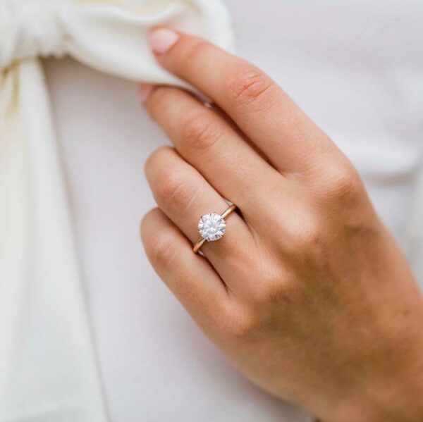 2.96 Ctw Solitaire Round VVS1 Diamond Engagement Ring,Full Eternity Wedding Band ,10k Yellow Gold