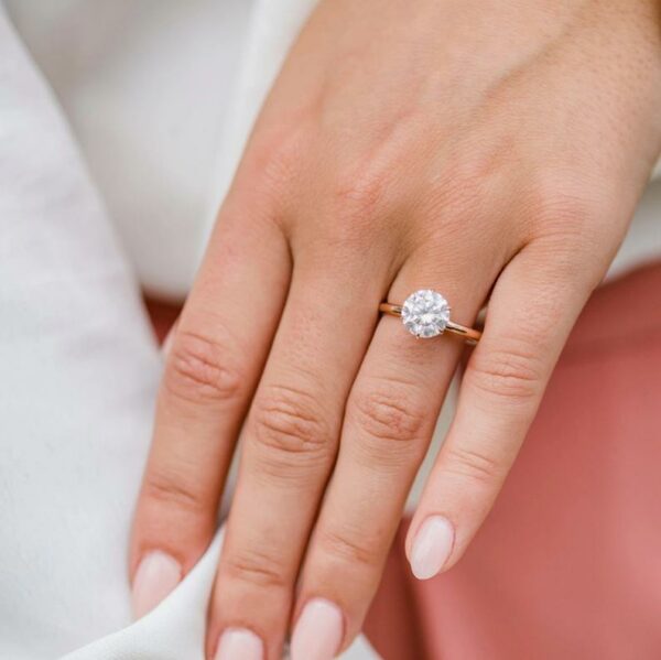 2.96 Ctw Solitaire Round VVS1 Diamond Engagement Ring,Full Eternity Wedding Band ,10k Yellow Gold
