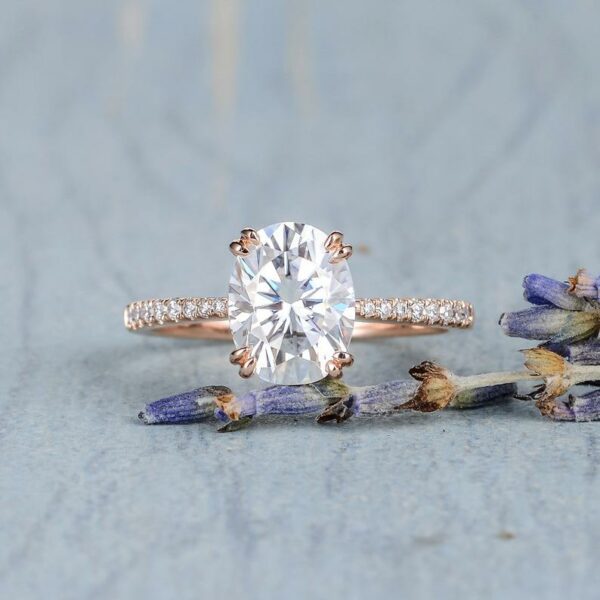 2.30 Carat Oval Cut Diamond Double 4-Prong Solitaire Engagement Ring Solid 14k Rose Gold