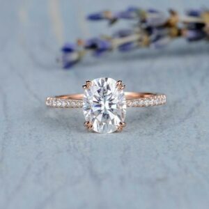 2.30 Carat Oval Cut Diamond Double 4-Prong Solitaire Engagement Ring Solid 14k Rose Gold