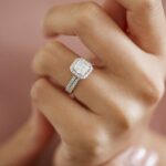 2.40 Ctw Cushion White Diamond Halo Engagement Ring Bridal Set 14k White Gold Over