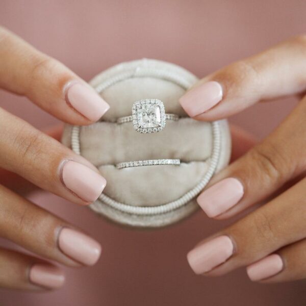 2.40 Ctw Cushion White Diamond Halo Engagement Ring Bridal Set 14k White Gold Over