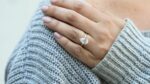Fancy 3.00 carat Pear Shape Diamond Solitaire Engagement Ring 2-Tone Solid 14k Yellow Gold Ring