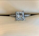 3.45 Ct Princess Cut White Diamond Micro Pave Classic Engagement Ring Solid 14k White Gold
