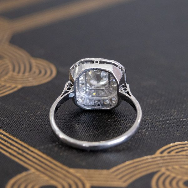 Art Deco 2.06 Ctw Cushion Cut Brilliant Diamond Halo Wedding Engagement Ring 14k White Gold Plated