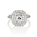 Art Deco 2.06 Ctw Cushion Cut Brilliant Diamond Halo Wedding Engagement Ring 14k White Gold Plated