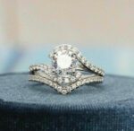 Unique 2.18 Ctw Round White Diamond Fancy Engagement Ring Curved Band 14k Gold Plated