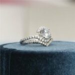 Unique 2.18 Ctw Round White Diamond Fancy Engagement Ring Curved Band 14k Gold Plated