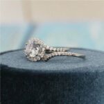Unique 2.18 Ctw Round White Diamond Fancy Engagement Ring Curved Band 14k Gold Plated