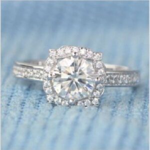Vintage 2.56 Ctw Round White Diamond Halo Wedding Engagement Ring 14k White Gold