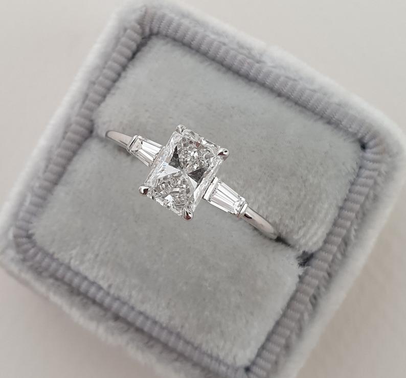 Chantal - 14k White Gold 1.25 Carat Radiant Cut 3 Stone Natural Diamond  Engagement Ring @ $2600 | Gabriel & Co.