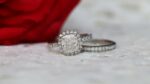 Classic 2.72 Ctw White Cushion Cut Diamond Luxury Bridal Set Engagement Ring 14k White Gold